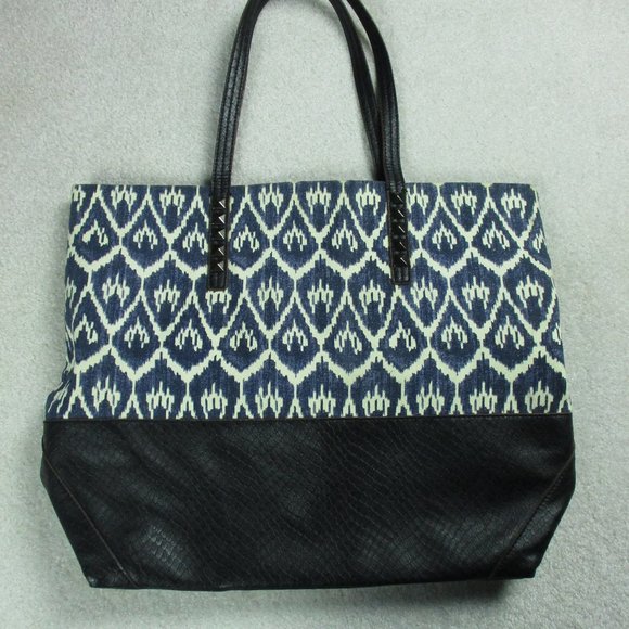 Label Rachel Roy Tote Large Blue and Black faux Leather - Picture 2 of 16